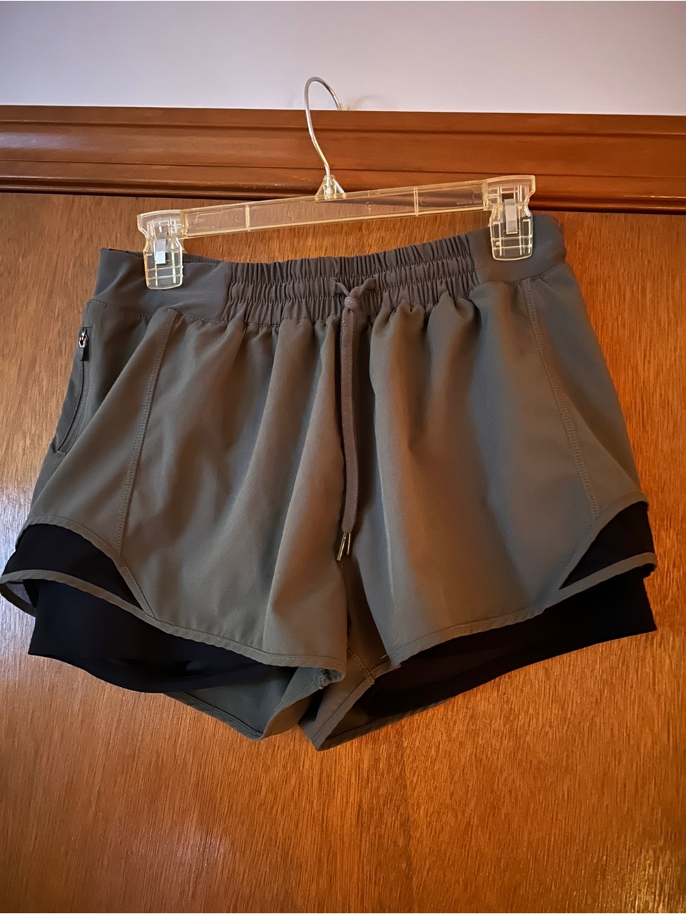 MPG Olive Green Drawstring Athletic Shorts with Black Liner